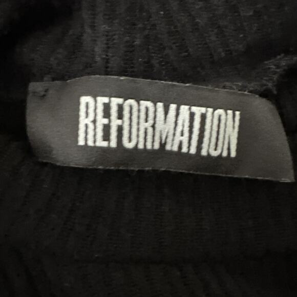 REFORMATION Sweater Dress Womens Medium Black Long Sleeve Shift Ribbed Knit - Picture 6 of 12